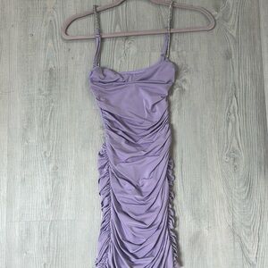 Lucy In The Sky Marsha Ruched Bodycon Dress in Purple | Size XXS | Worn Once